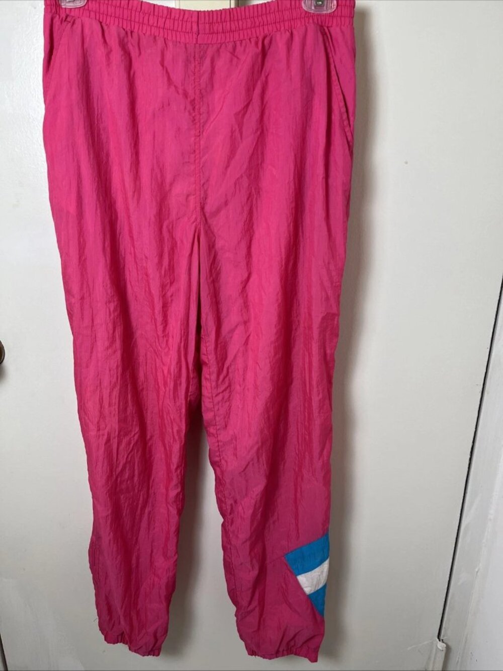 Vintage Hot Pink Nylon Wind Track Pants Ankle Zip M